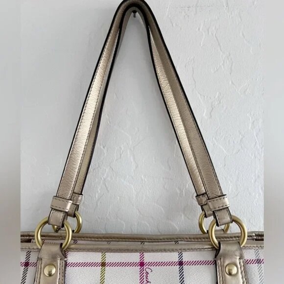 Coach Heritage Tattersall Signature Leather Shoulder Bag Purse, Wristlet & Dusty - Picture 8 of 16